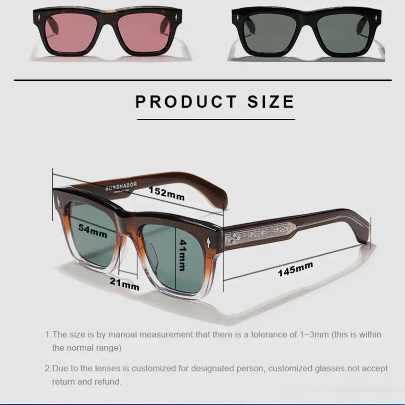 Sunglasses for Men Women Top-quality Handmade Square Acetate SCASH Luxury Brand Designer Outdoor Sports UV400 Trendy SUN GLASSES