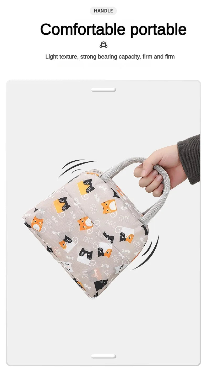 Handheld Bento Bag Cartoon Style Lunch Box Bag Insulated Bag Large Capacity Storage Bag Lunch Bag for Office Workers