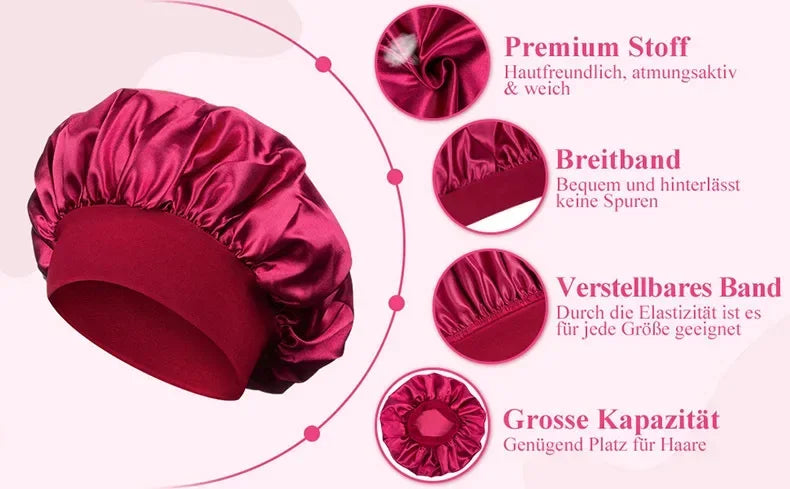 Bonnet for Sleeping Women, Double Layer Hair Satin Bonnets with Elastic Band, Sleep Cap Curly Natural Hair
