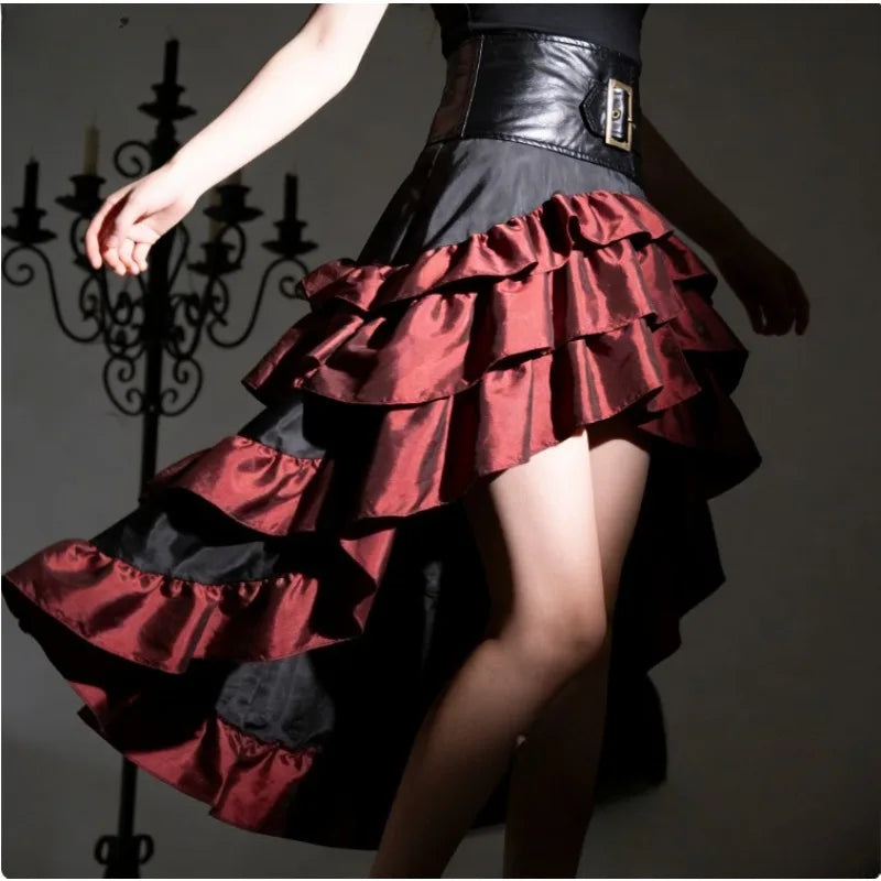 Pirate Skirt for Women Hot Selling Gothic Style Long Skirt Cross Border Supply Irregular Ruffle Hem Design
