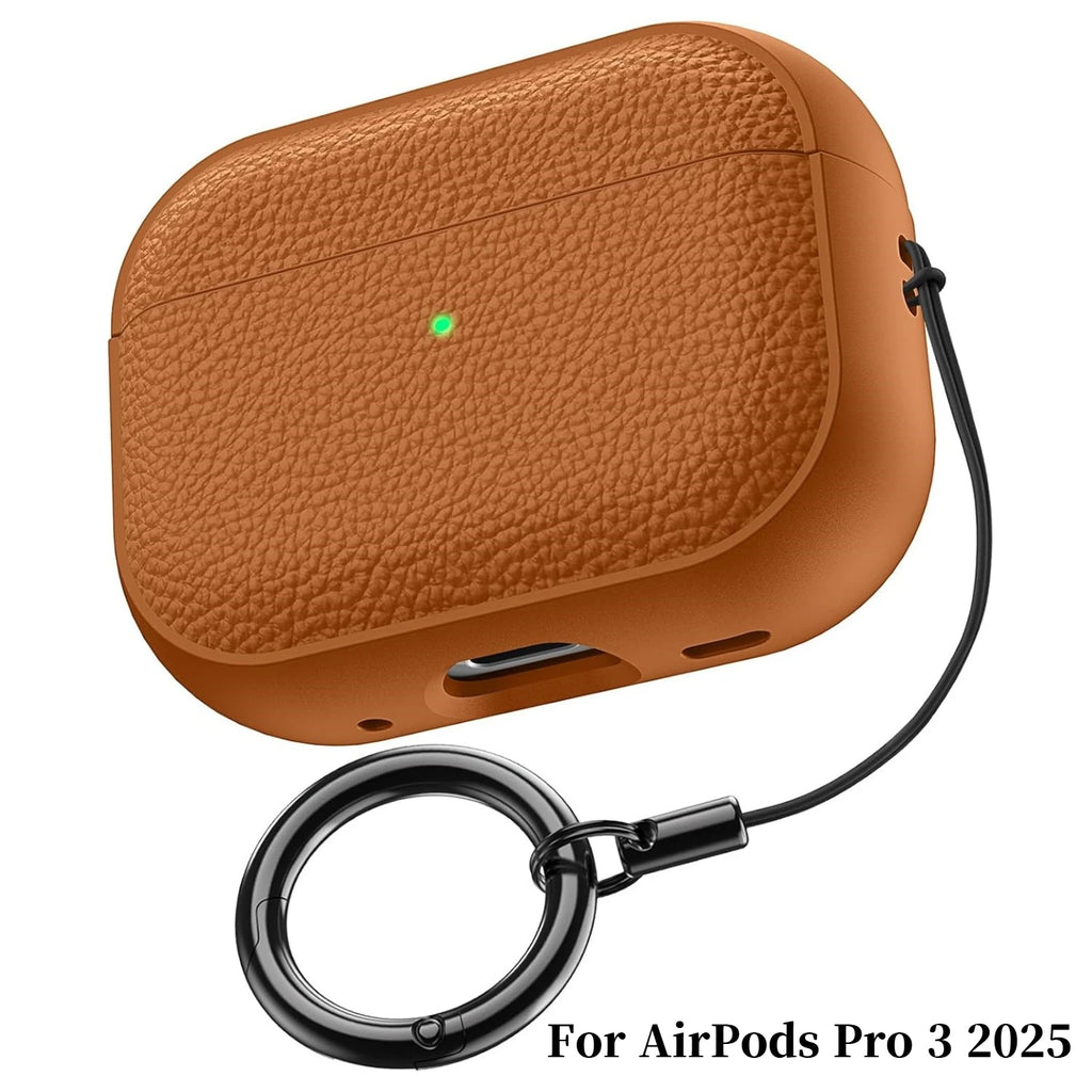 2025 Capa For AirPods Pro 3 Case Soft TPU Leather Design Protective Cover For AirPods 4 3 2 1 Pro 2 Pro2 Pro3 Cases With Lanyard