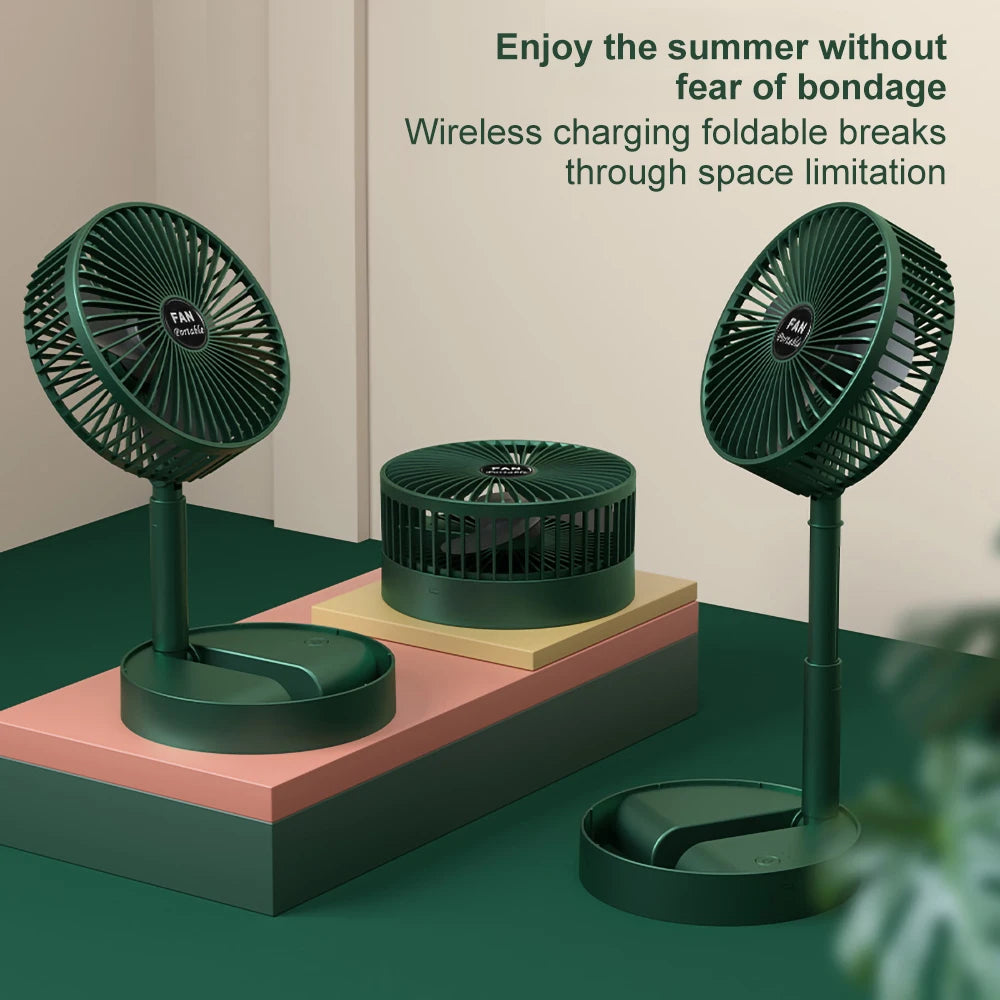 2025 New Stand Desktop Fan Portable Foldable Telescopic Mini Fan USB Rechargeable 3 Speeds Adjustable Super Quiet Electric Fan