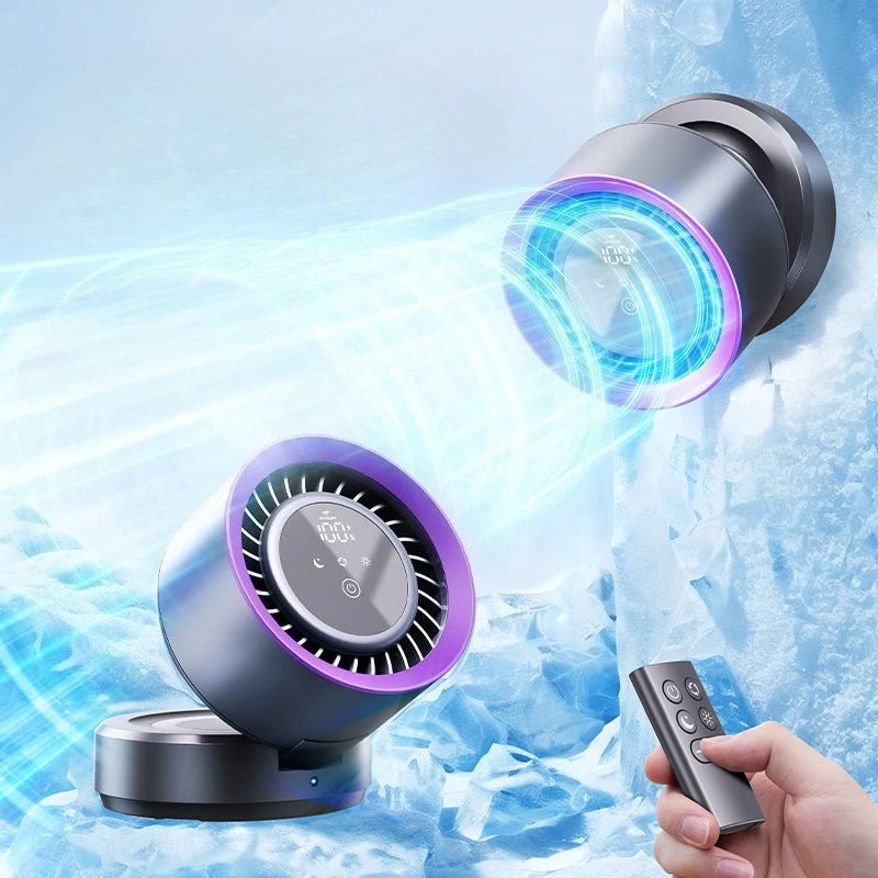 Eary Multifunctional Electric Fan Desktop Wall Mount Fan with Light LED Display Wireless Remote Control Home Air Circulation Fan