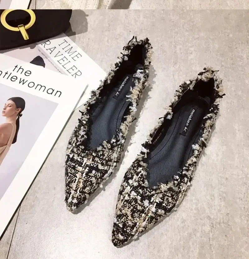 2026 Women Shoe Exquisite Pointed Tip Casual Shoes for Woman Elegant French Style Flat Shoe Fashion Designer Shoes Zapatos Mujer