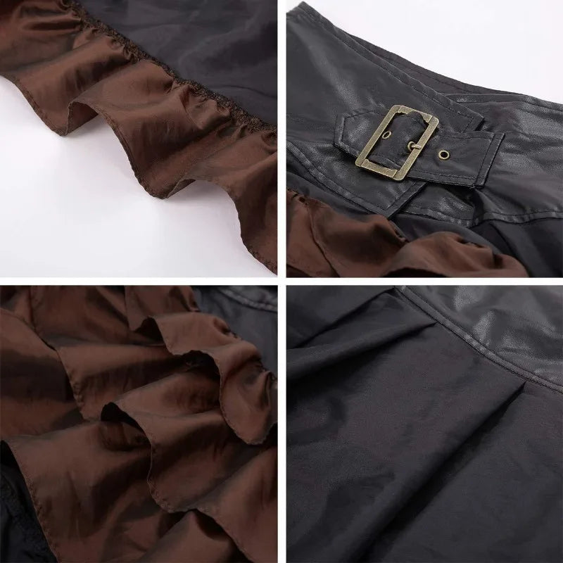 Pirate Skirt for Women Hot Selling Gothic Style Long Skirt Cross Border Supply Irregular Ruffle Hem Design
