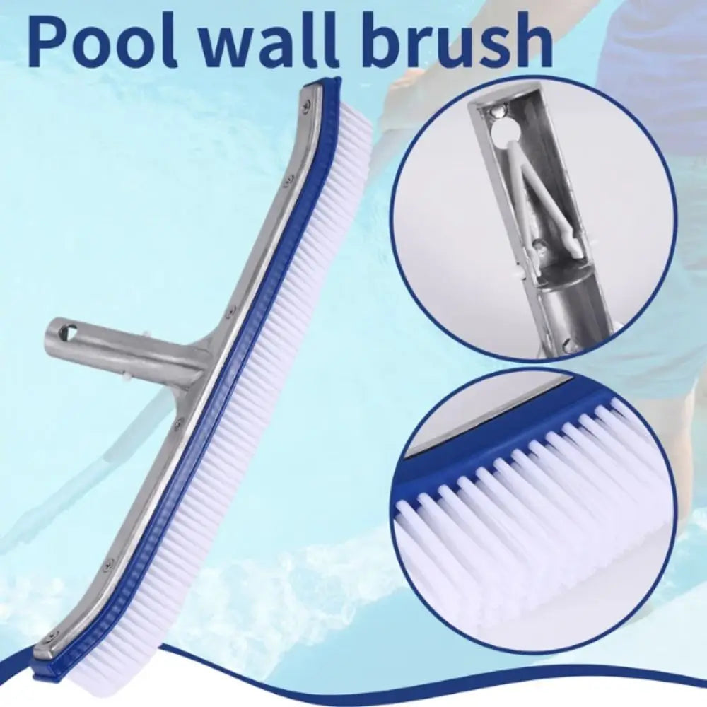 18 Inch Pool Cleaning Brush Aluminum Handle Stainless Steel Brush Swimming Pool Brush Glue Floor Brush Plastic Brush