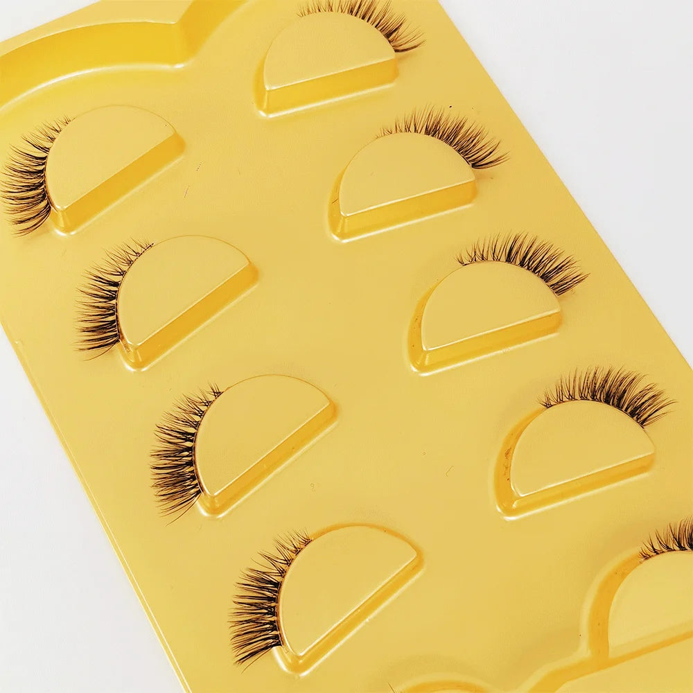 5 Pairs Short Natural Coner Lash Charming Hademade Transparent Clear Band Half Lashes