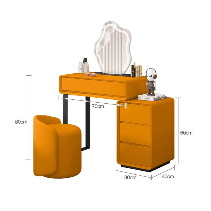 Italian LED Mirror Vanity Table Makeup Trendy Design Elegant Vanity Table Modern Luxury Coiffeuse De Chambre Bedroom Furniture