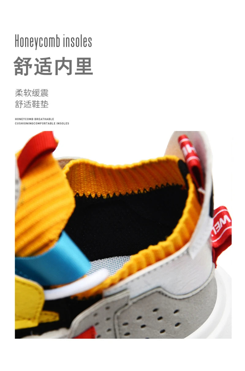 Men's Shoes For Enlightenment In Autumn New Breathable Super Hot Couple Shoes For Men's Korean Style Color-Blocking Personality