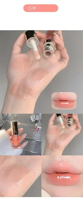 Plumping Gloss Lip Oil, Clear Jelly Lip Gloss for Moisturizing Care, Shiny Glass Lips, Big Brush Applicator, Nourishing Liquid L