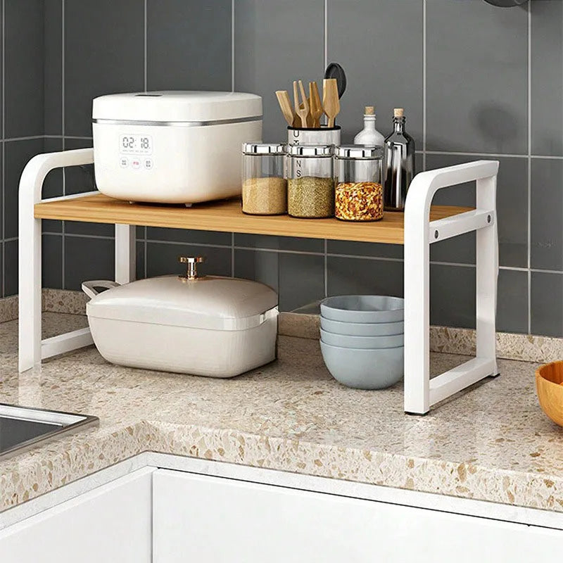 Kitchen Layered Shelves Countertop Cabinets Telescopic Storage Rack Pot Rack Table Top Kitchen Utensils Seasoning Shelf