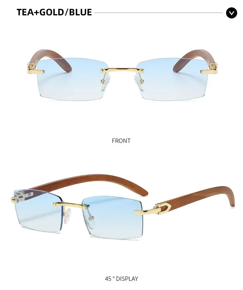 Sunglasses Men Women Sun Glasses Wood Frames Rimless Black Eyeglasses Fashion Eyewear Gafas De Sol