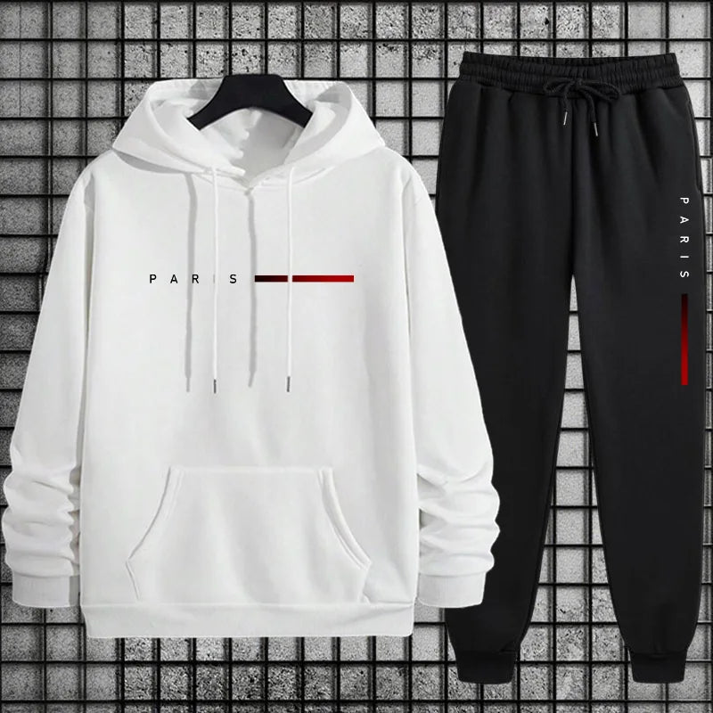 Men's Tracksuit Hoodie + Pants Autumn Winter Daily Casual Sporty Jogging Suit Urban Fashion Sweatshirt Outfit Male Sports Set