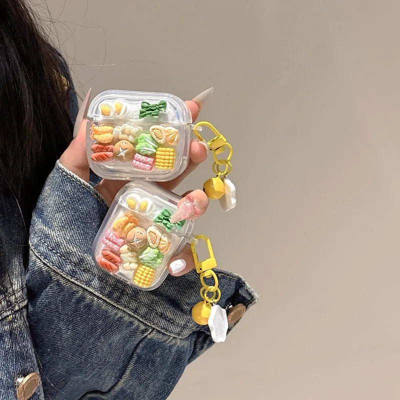 Earphone Case For Airpods Pro 2 3 1 4 Cover Ins Yellow Hot Pot Vegetables Protective Headphones Case For Airpods 4 Funda Cover