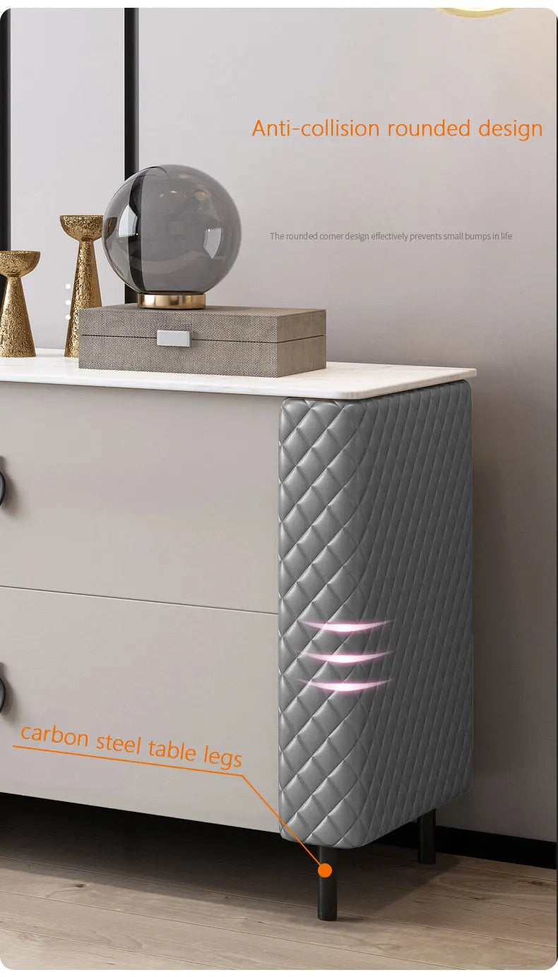 Modern minimalist bedroom slate dressing table storage cabinet integrated LED mirror makeup table stool combination