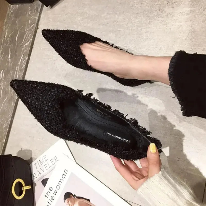 2026 Women Shoe Exquisite Pointed Tip Casual Shoes for Woman Elegant French Style Flat Shoe Fashion Designer Shoes Zapatos Mujer