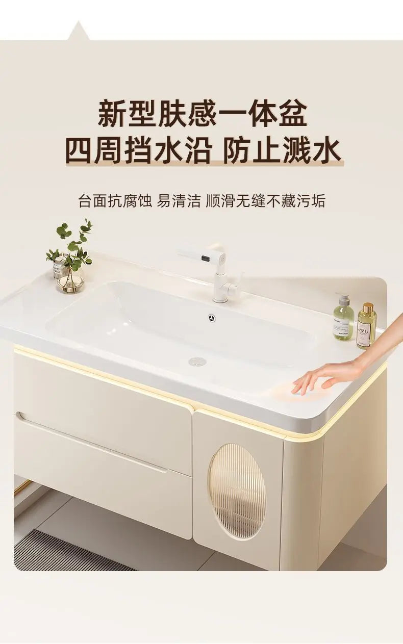 Mirror Floating Bathroom Cabinet Sink Drawer Shelves Vanity Bathroom Cabinet Modern Storage Armoire De Rangement Accessories