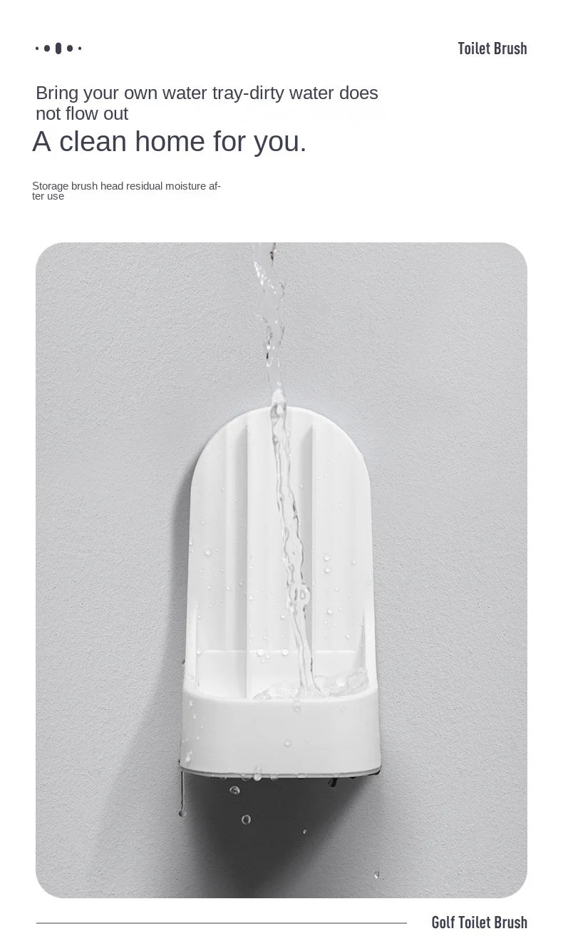Toilet Brush with Base, Wall-Mounted Bathroom Cleaning Tool with Quick Drainage, All-Round Cleaning Brush, Soft Rubber Brush Head, Does Not Damage the Glaze, Toilet Cleaning Brush Bathroom Accessory Set