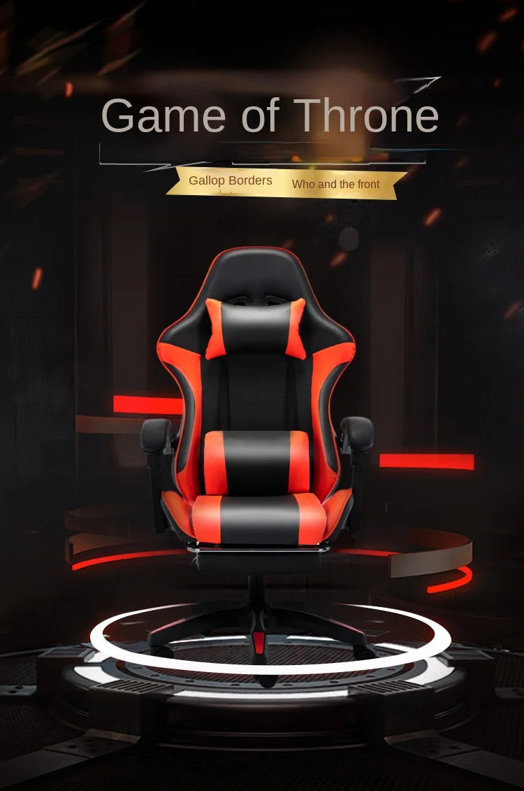 Gaming Chair For Video Game Or Office With Lumbar And Cervical Cushion Ergonomic Adjustable In Height And Reclining  Adjustable