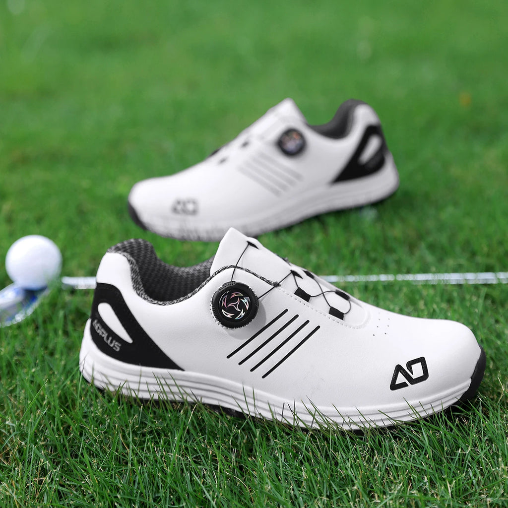 Men's Golf Shoes, New Style, Fashionable, Simple, Versatile, Solid Color, Waterproof Upper, Versatile, Stylish, Casual Sports Shoes for Men, Outdoor Youth Fashion, Men's Rotating Buckle Design, Thick Sole, Height-Increasing,
