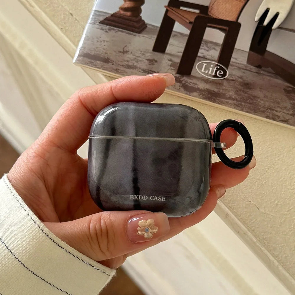 Simple Style Graphite Grey Gloss Soft Protective Case for AirPods 1 or 2 Pro 2 4 3nd Generation Earphone Fundas Shockproof Coque