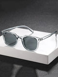 1PC Fashion Square Transparent Grey Plastic Frame Cool Street Style Sunglasses For Outdoor Daily Life Shades Accessories.