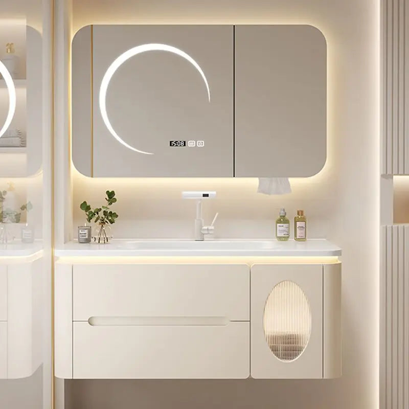 Mirror Floating Bathroom Cabinet Sink Drawer Shelves Vanity Bathroom Cabinet Modern Storage Armoire De Rangement Accessories