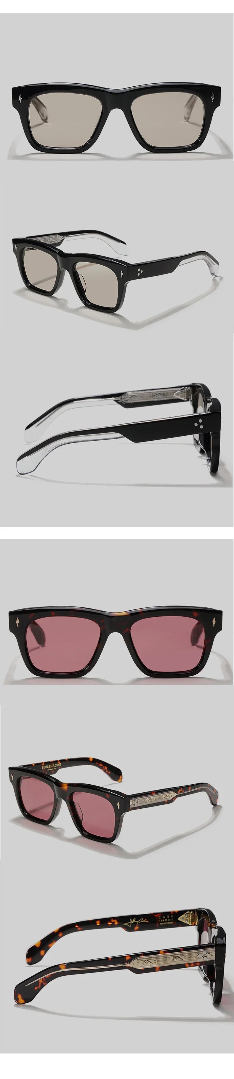 Sunglasses for Men Women Top-quality Handmade Square Acetate SCASH Luxury Brand Designer Outdoor Sports UV400 Trendy SUN GLASSES