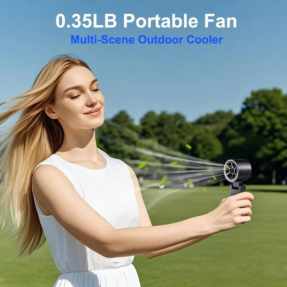 Fan - Handheld/Waist Clip/Neck-Wear Fan, 5-Speed Adjustment, 5000mAh Battery, 20-Hour Extended Run Time (Black/White/Pink)