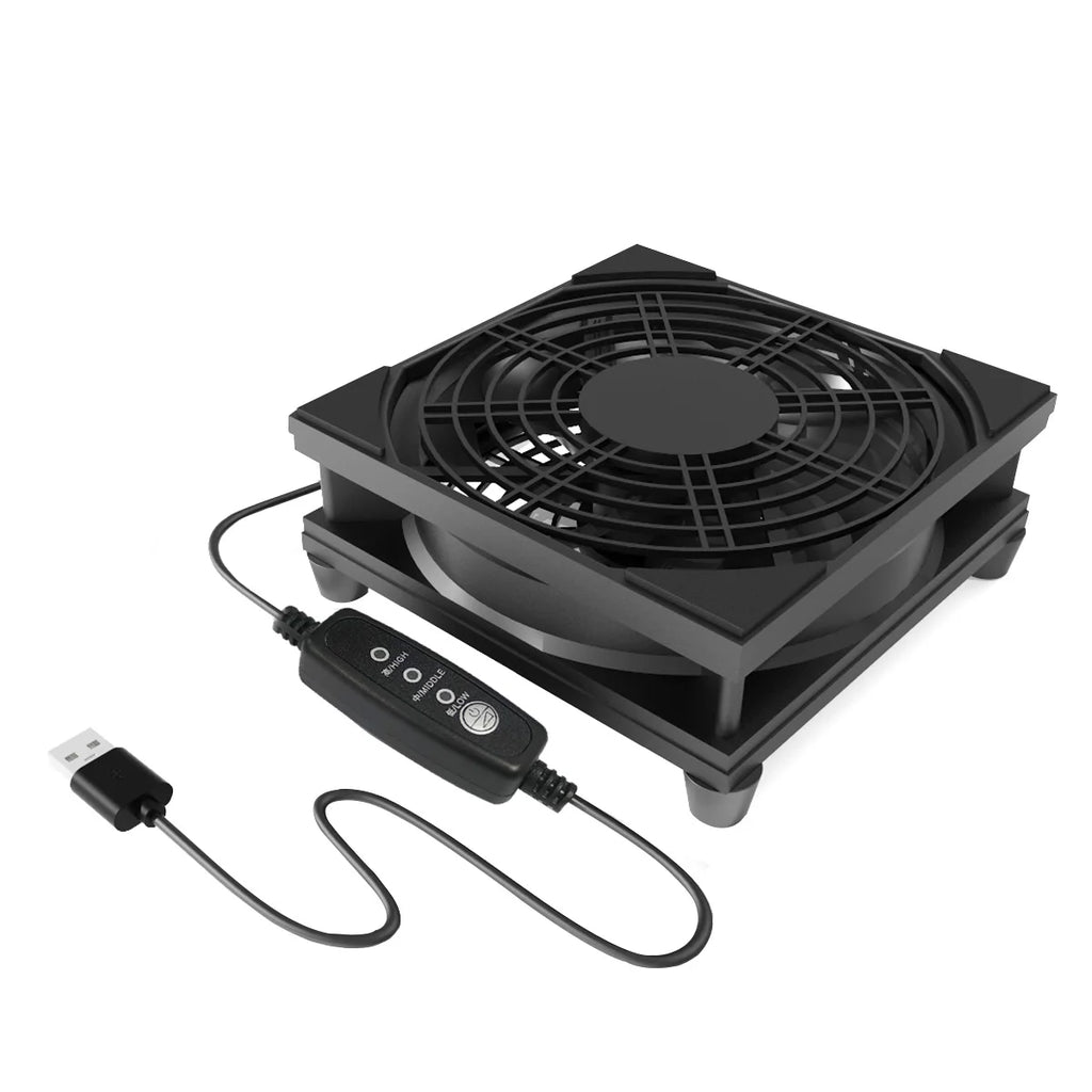 CX FUTRUE The 5V USB-powered fan supports three-speed adjustment and is suitable for cooling electronic devices such as routers.