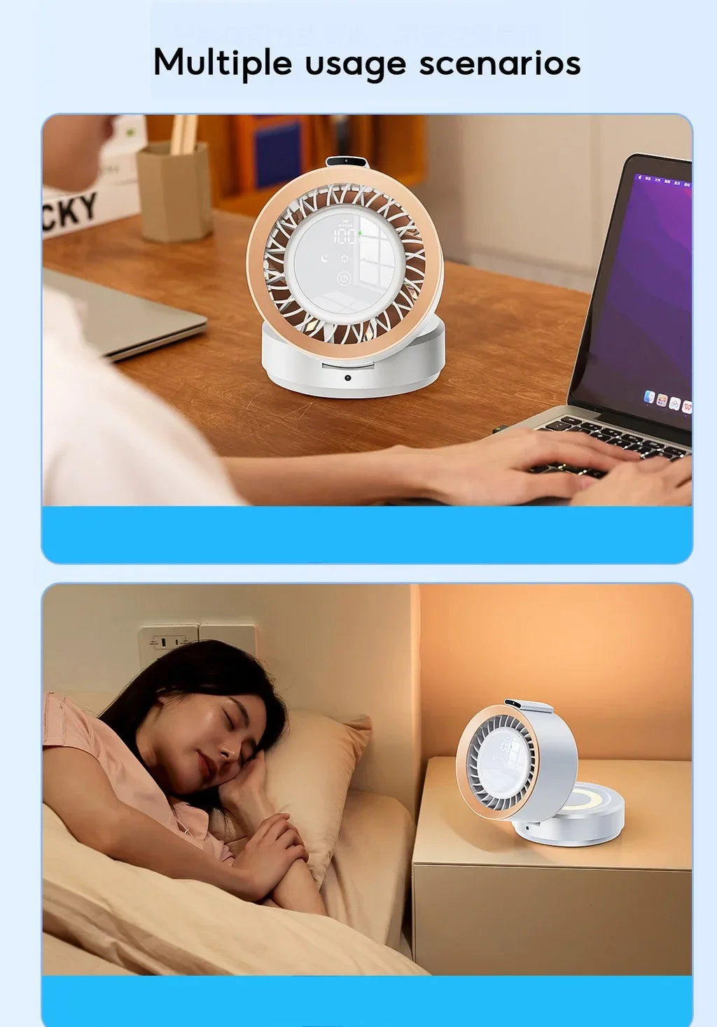 Eary Multifunctional Electric Fan Desktop Wall Mount Fan with Light LED Display Wireless Remote Control Home Air Circulation Fan