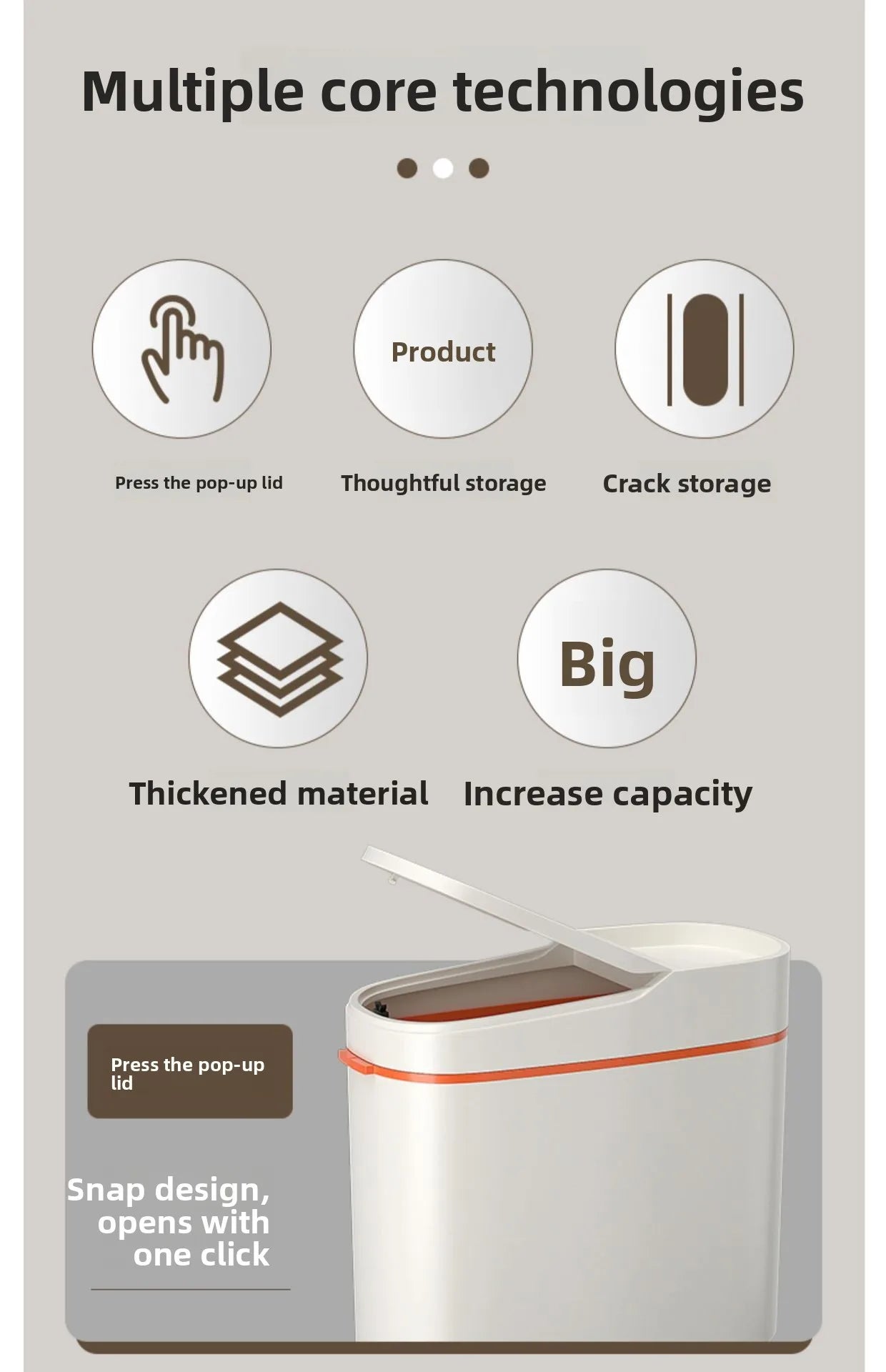 Trash can household large capacity bathroom kitchen new with lid