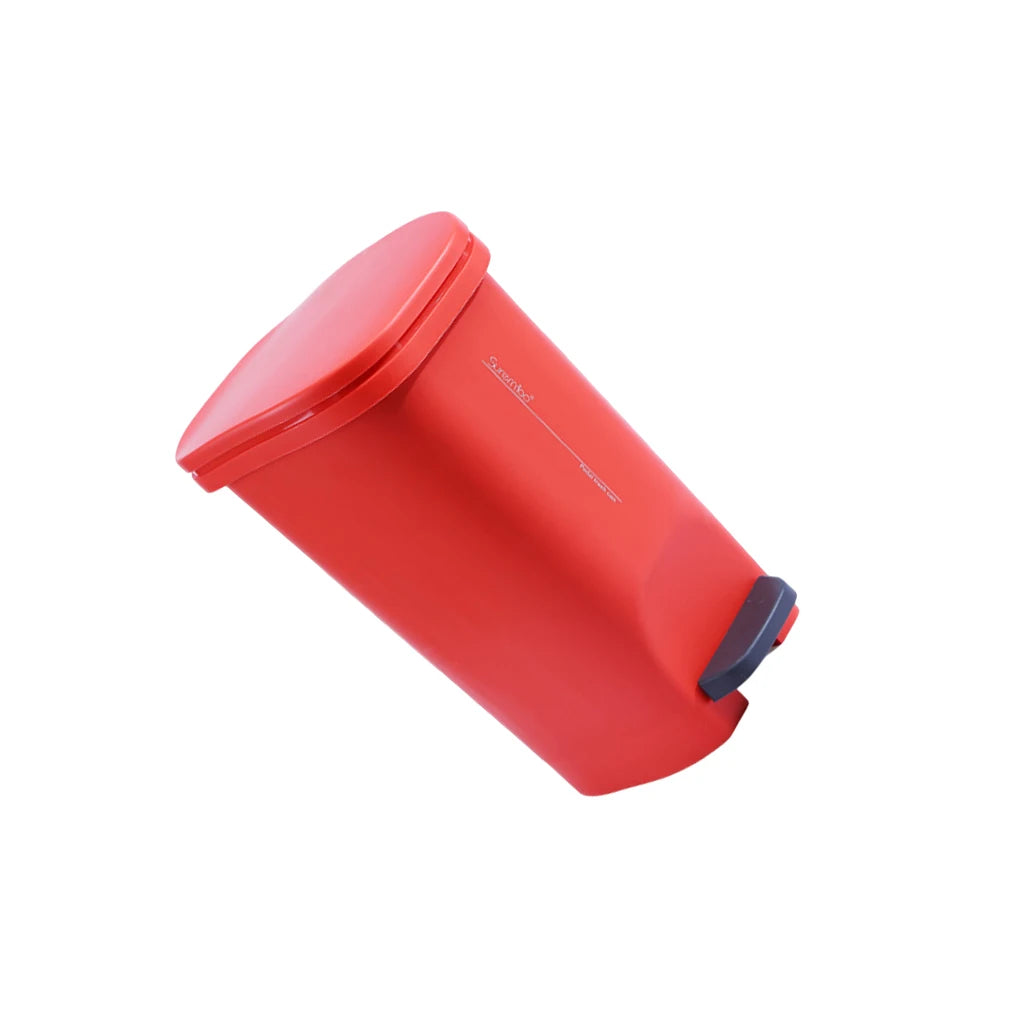 Trash Can Foot Pedal Garbage Cans Rubbish Bin Dustbin Buckets with Cover for Household Kitchen Bathroom Cleaning Red
