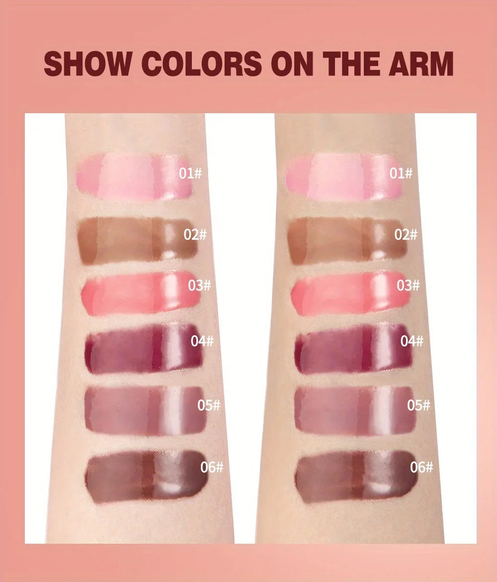 Colored lip gloss, liquid hydrating and moisturizing, light and shiny lip balm, water gloss lip glaze moisturizing lip milk.