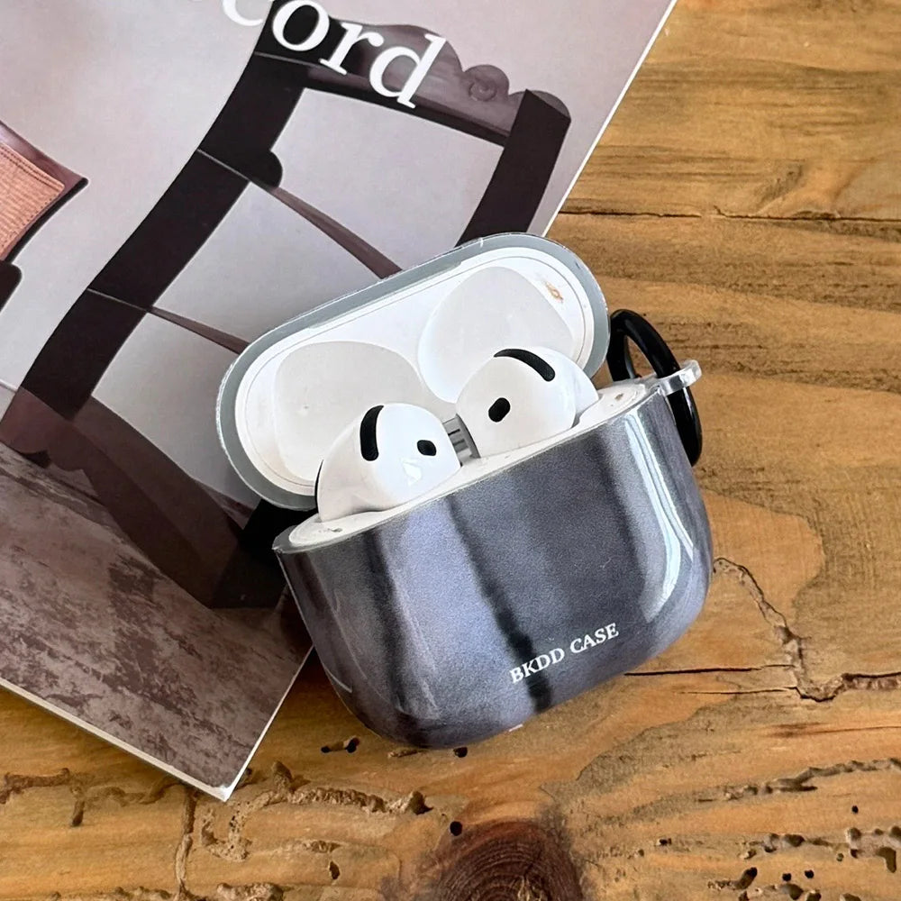 Simple Style Graphite Grey Gloss Soft Protective Case for AirPods 1 or 2 Pro 2 4 3nd Generation Earphone Fundas Shockproof Coque