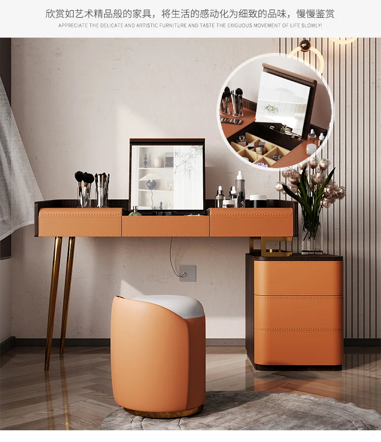 Bedroom Light Luxury Dressing Table Vanity Storage Flip Cabinet One Small Apartment Makeup Dresser Penteadeiras Household Items