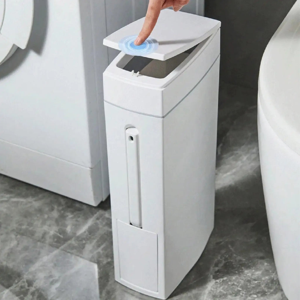 Trash Can For Bathroom Crevice Space Saving Press Trash Can With Toilet Brush Narrow Garbage Can Litter Bin Garbage Container