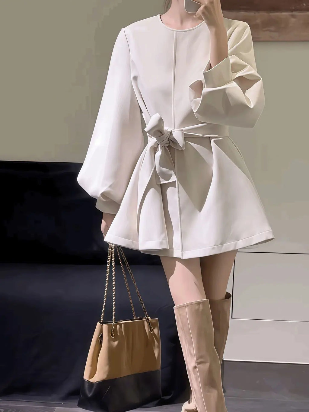 Suit Skirt 2025 Autumn New Style Design Lantern Sleeve Small Suit Jacket for Women