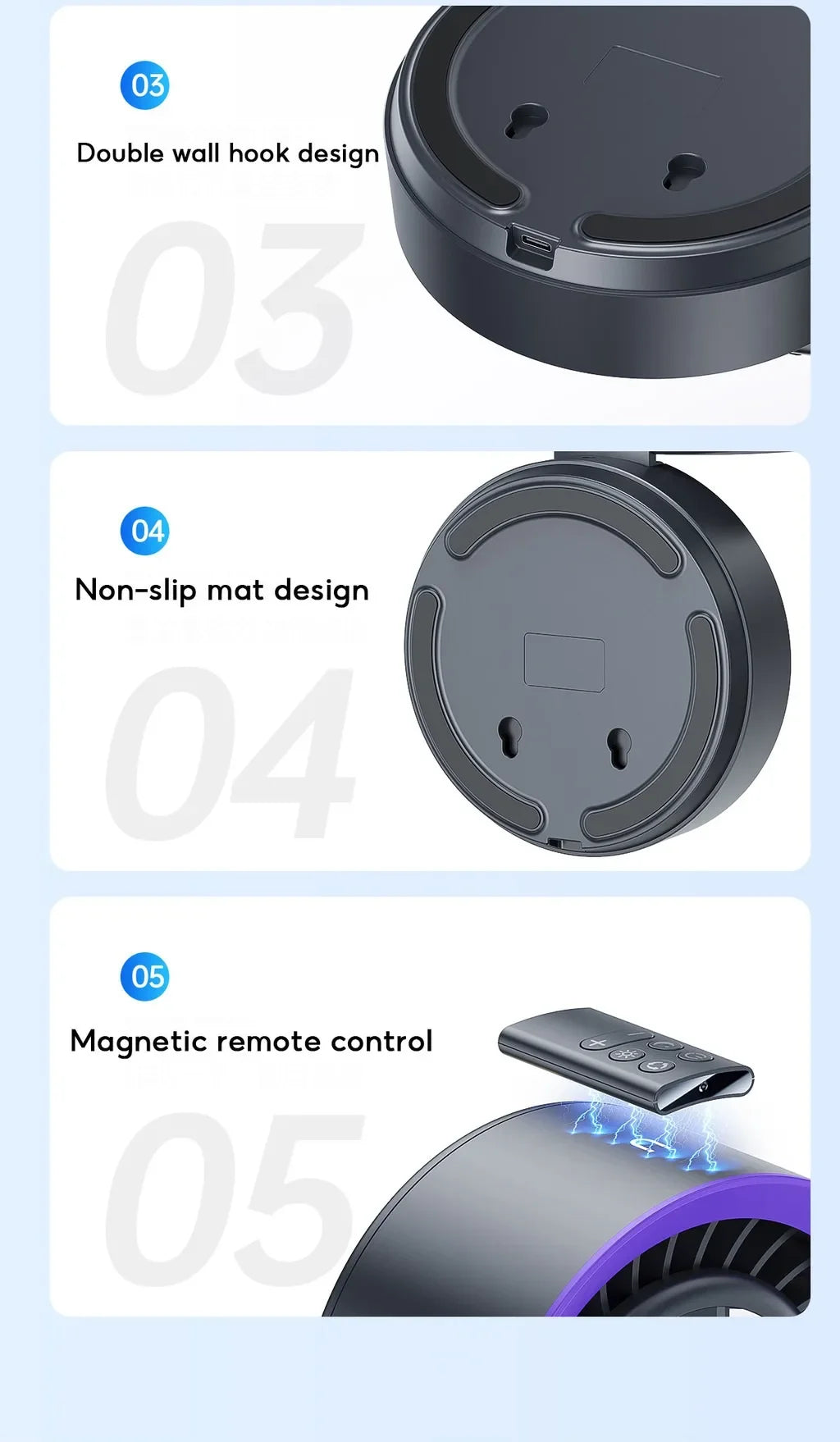 Eary Multifunctional Electric Fan Desktop Wall Mount Fan with Light LED Display Wireless Remote Control Home Air Circulation Fan