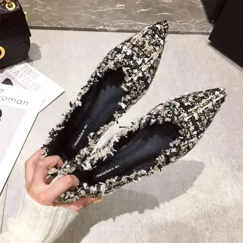 2026 Women Shoe Exquisite Pointed Tip Casual Shoes for Woman Elegant French Style Flat Shoe Fashion Designer Shoes Zapatos Mujer