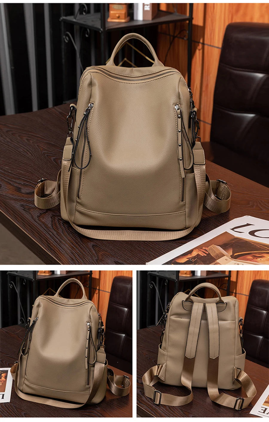 Genuine Leather Brand Backpack For Women 2023 New Fashion Travel Bagpack High Quality School Bags Casual Lides Shoulder Bag Sac