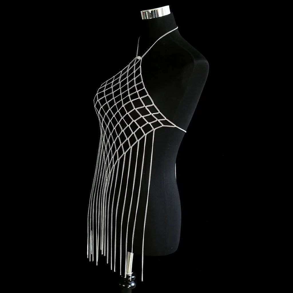 Fashion A Long, Fringed Dress Sexy Women's Body Jewelry Party Street Photo Punk Bras Dress Accessories Festival Birthday Gift