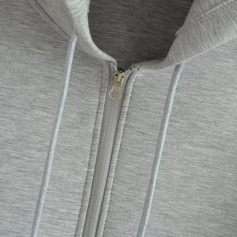 HXAO Hoodie Woman Outerwears Long Sleeve Demi-Season Women Jacket Coat Casual Sweatshirt With Zipper Grey Black Jacket Coats