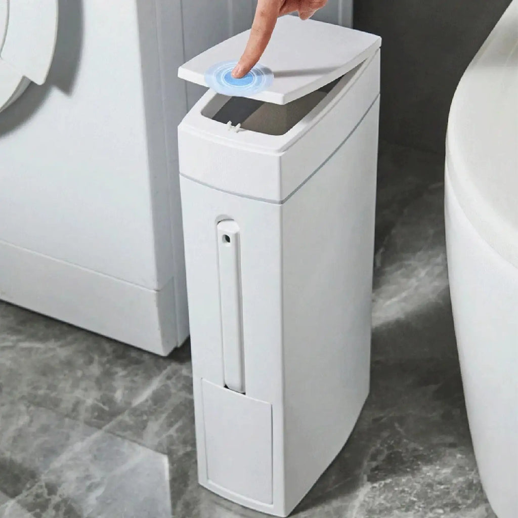 Trash Can For Bathroom Crevice Space Saving Press Trash Can With Toilet Brush Narrow Garbage Can Litter Bin Garbage Container