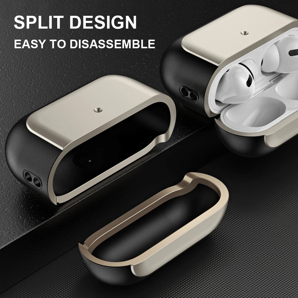 Earphone Case For Airpods Pro 3 Case Full Body Protection Shockproof With Lanyard Plating Leather Pattern Funda Earphone Cover
