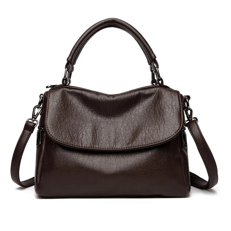 Boston Women's Bag 2025 New Fashionable and Versatile Handheld Soft Leather Casual Large Capacity Bag