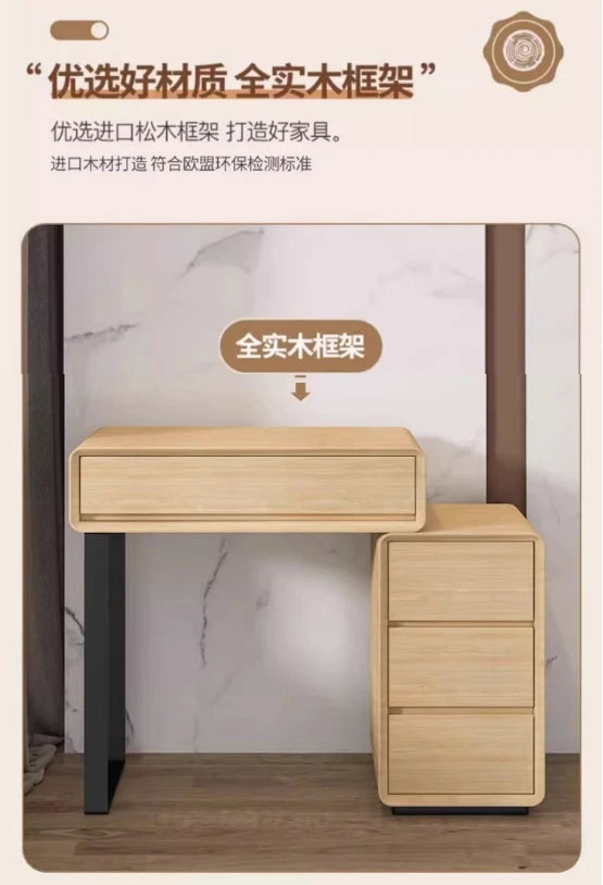 Italian LED Mirror Vanity Table Makeup Trendy Design Elegant Vanity Table Modern Luxury Coiffeuse De Chambre Bedroom Furniture