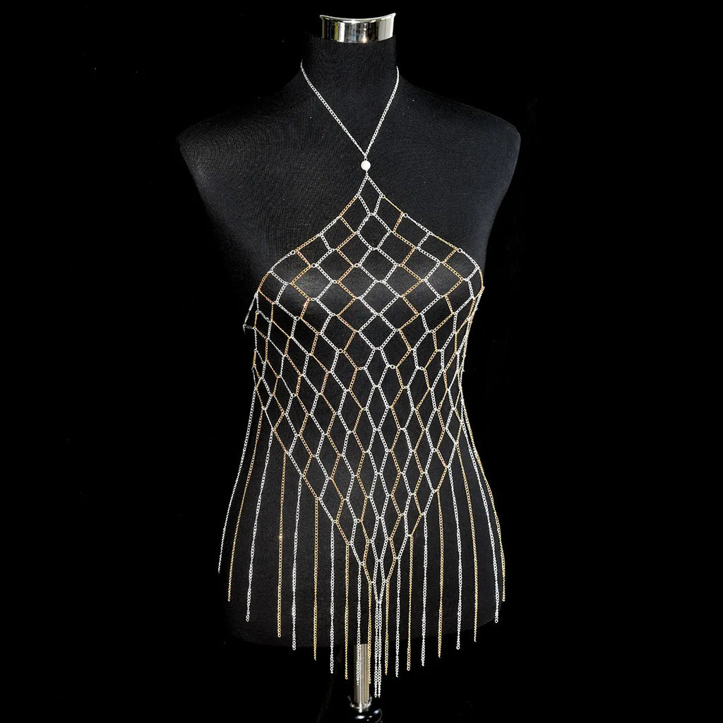 Fashion A Long, Fringed Dress Sexy Women's Body Jewelry Party Street Photo Punk Bras Dress Accessories Festival Birthday Gift