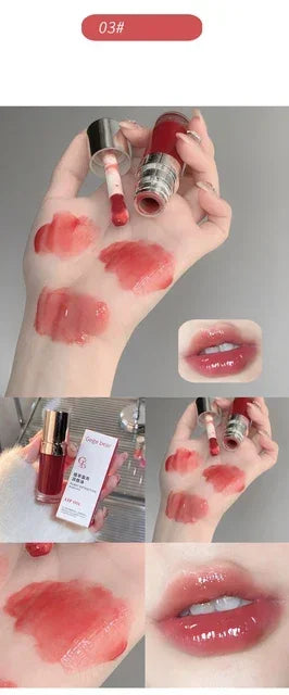 Plumping Gloss Lip Oil, Clear Jelly Lip Gloss for Moisturizing Care, Shiny Glass Lips, Big Brush Applicator, Nourishing Liquid L