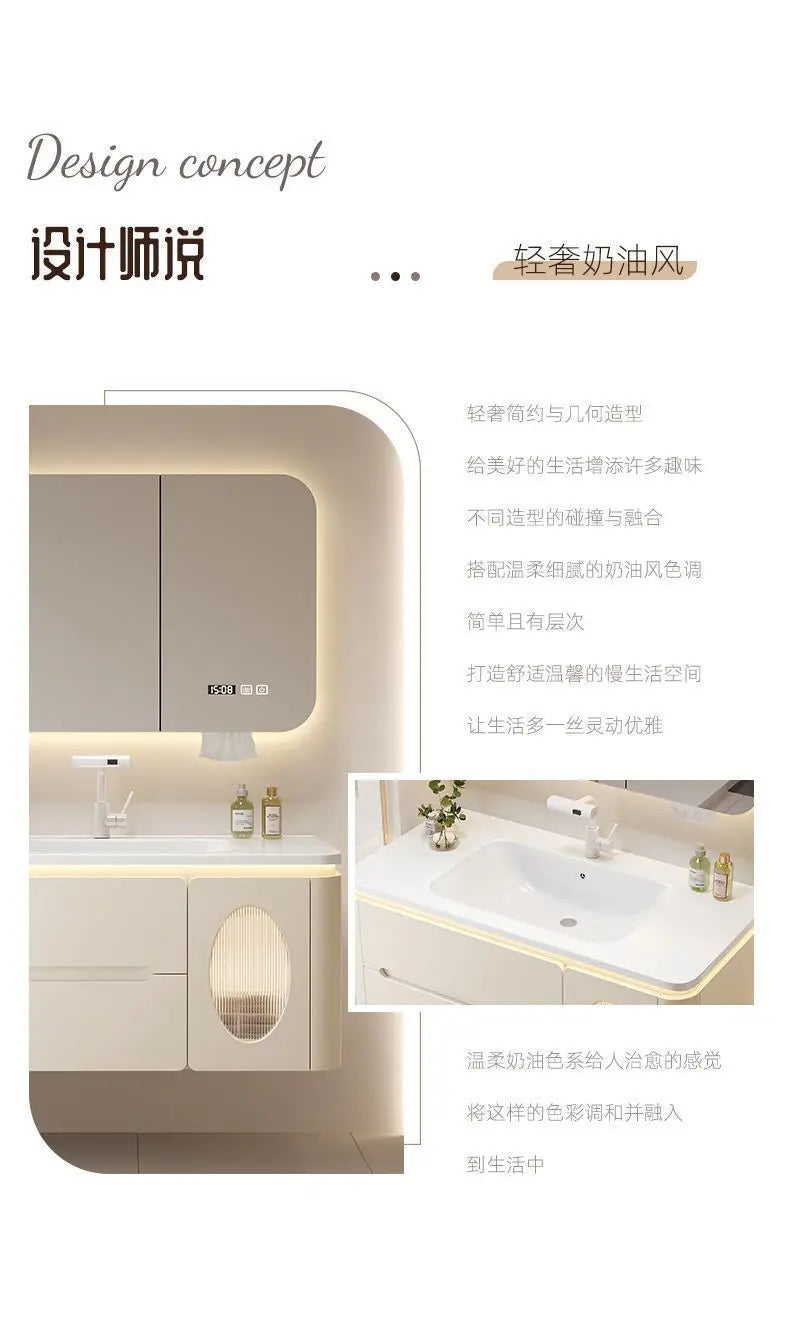 Mirror Floating Bathroom Cabinet Sink Drawer Shelves Vanity Bathroom Cabinet Modern Storage Armoire De Rangement Accessories